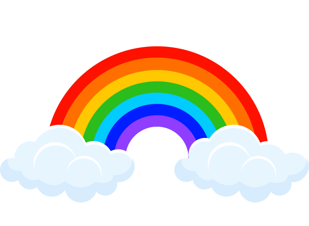 rainbow with a fluffy cloud on each end